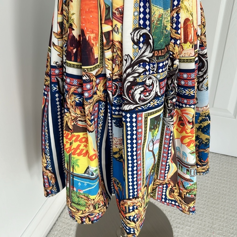 Multicolor Printed Tie-Front Sundress - Picture 6 of 13